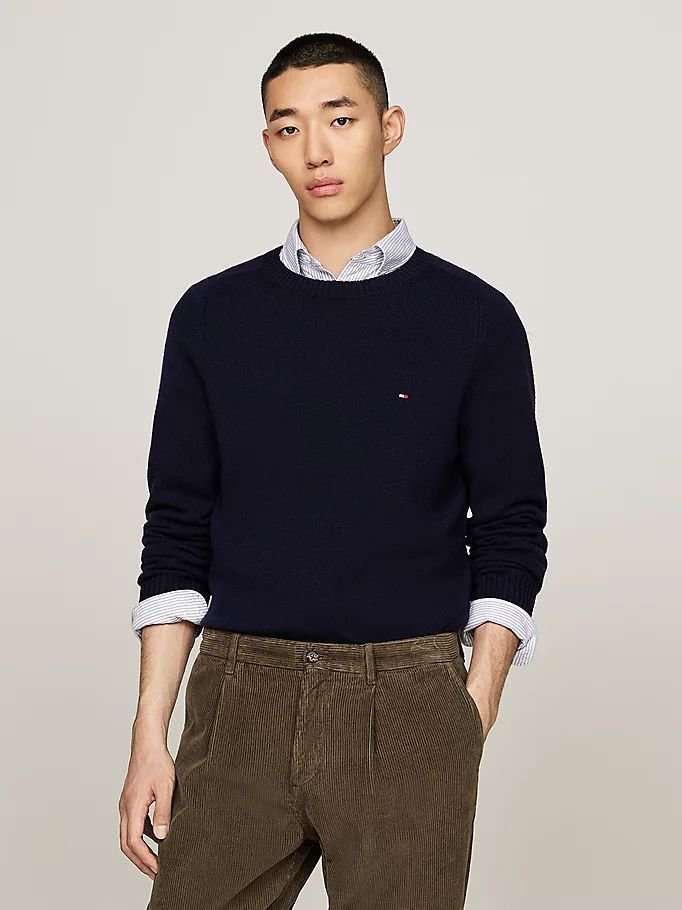 maglie mężczyzna tommy hilfiger mw0mw36535 lambswool dw5 desert sky
