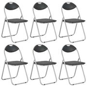 Krzesła - vidaXL Składane krzesła jadalniane, 6 szt., czarne, sztuczna skóra - miniaturka - grafika 1