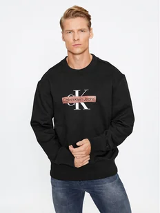 Calvin Klein Jeans Bluza Monologo Stencil J30J324113 Czarny Relaxed Fit - Bluzy męskie - miniaturka - grafika 1