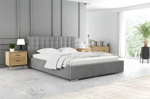 ADIDAR Frieda łóżko tapicerowane 200x200cm metalowa rama z podnośnikami hydraulicznymi stelaż listwowy podstawa łóżka Premium Design (jasnoszary - Inari 91) - Łóżka - miniaturka - grafika 1