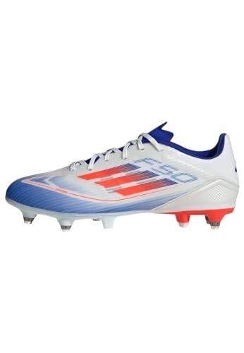 adidas Unisex F50 League Buty piłkarskie z miękkim podłożem, Ftwr biały słoneczny czerwony jasny niebieski, 40 EU