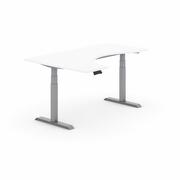 Biurka - Stół z regulacją wysokości PRIMO ADAPT, elektryczny, 1800x1200x625-1275 mm, ergonomiczny lewy, biały, szary stelaż - miniaturka - grafika 1