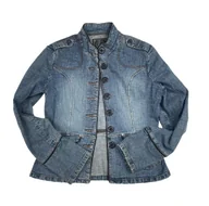 Kurtki damskie - Niebieska jeansowa kurtka damska PETER GOLDING M - miniaturka - grafika 1