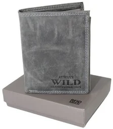 Portfel Męski Skórzany ALWAYS WILD Skóra Licowa Duży Pionowy Dwa Skrzydełka RFID N4-P-CHM 0983 CZARNY 13 x 10 x 2 [cm] - Portfele - miniaturka - grafika 1