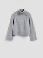 Swetry damskie - Reserved - Wełniany sweter z golfem - jasnoszary - miniaturka - grafika 1