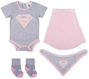 Komplet niemowlęcy dla dziewczynki Superhero Szaro Różowy - Komplety dla niemowląt - miniaturka - grafika 1