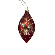 Bombki - Bombka szklana dekorowana szyszki 12 cm czerwony - miniaturka - grafika 1