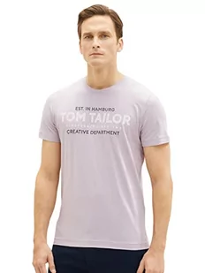 TOM TAILOR Męski T-shirt z nadrukiem logo, 32242-irys liliowy, L - Koszulki męskie - miniaturka - grafika 1