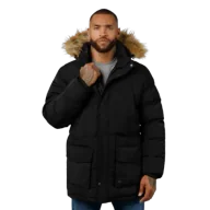 Kurtki i kamizelki sportowe męskie - Pit Bull Kurtka Zimowa Pikowana Parka Z Kapturem Forest Black - miniaturka - grafika 1