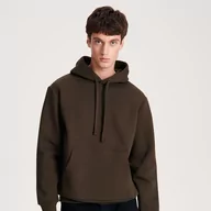 Bluzy męskie - Reserved - Gładka bluza z bawełną - Khaki - miniaturka - grafika 1