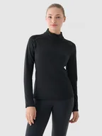 Bluzy sportowe damskie - Damska bluza treningowa 4F 4FWAW24TFSWF411 - czarna - miniaturka - grafika 1