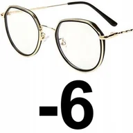 Okulary korekcyjne, oprawki, szkła - Okulary korekcyjne minusy czarno-złote -6 - miniaturka - grafika 1