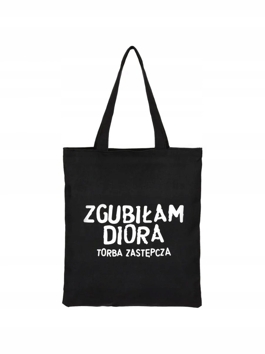 Torba shopperka czarna Zgubiłam diora torba zastępcza urodziny prezent