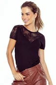 Koszulki i topy damskie - Koszulka damska z koronką Cyra czarna 3XL - miniaturka - grafika 1