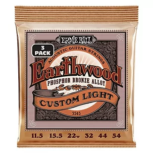 Ernie Ball Earthwood niestandardowe lekkie fosforowe brązowe struny do gitary akustycznej 3-pak - grubość 11,5-54 - Struny gitarowe  - miniaturka - grafika 1