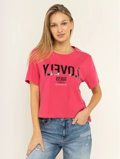 Koszulki i topy damskie - Guess T-Shirt W01I95 JA900 Różowy Relaxed Fit - grafika 1