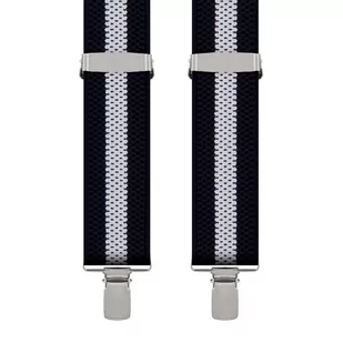 Szelki do spodni w kolorze granatowo-białym w paski EM 6 - EM Men's Accessories - Dodatki do ubrań - miniaturka - grafika 1