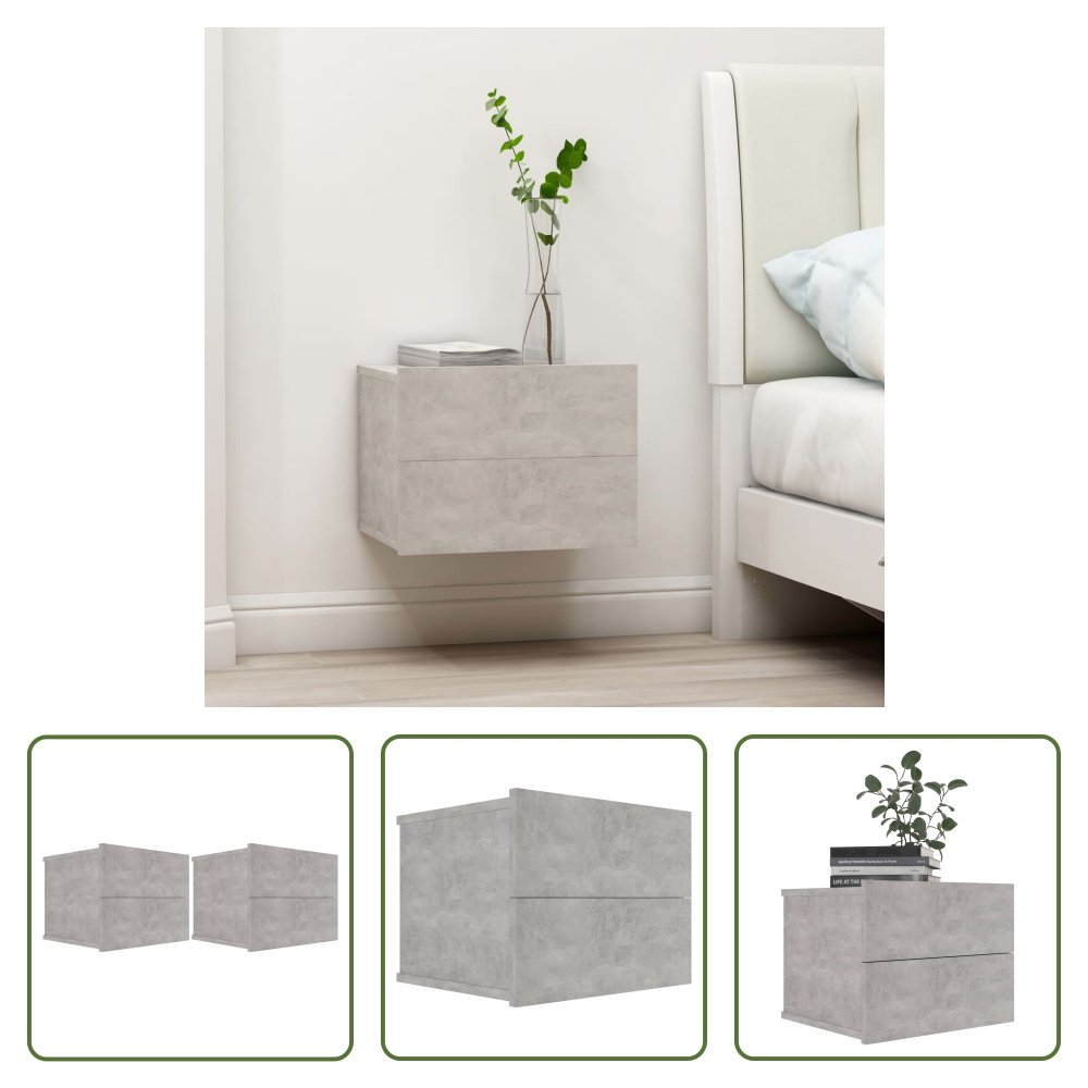 The Living Store Szafki nocne 2 szt. Beton szary 40x30x30 cm Materiał drewnopochodny