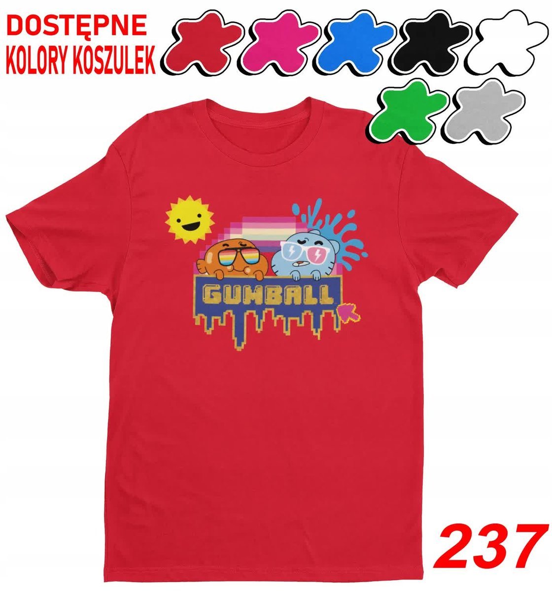 Dziecięca Koszulka T-Shirt Z Nadruk.Wybór Gumball Darwin Postacie-L 146-152