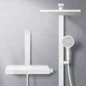 Panele prysznicowe - EMKE Kolumna prysznicowa z baterią termostatyczną, Technologia LED z wskaźnikiem temperatury, Biały matowy - miniaturka - grafika 1