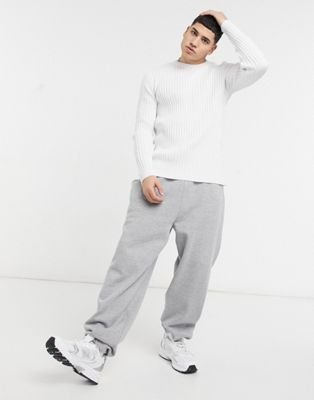 Sweter Męski Biały Klasyczny Długi Rękaw S 1Dud