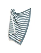 Koce i narzuty dla dzieci - La Millou Kocyk bawełniany Tender 80x100cm paski Dove blue - miniaturka - grafika 1