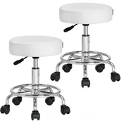 Taborety i hokery - Hoker Obrotowy Stołek Barowy Taboret 2 szt. Biały - miniaturka - grafika 1