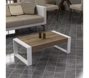 Stolik kawowy RETRO 40x90 cm biały/brązowy - Ławy i stoliki kawowe - miniaturka - grafika 1