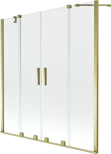Mexen Velar Duo parawan nawannowy 2-skrzydłowy przesuwny 140 x 150 cm, transparent, złoty - 896-140-000-02-50 - Parawany nawannowe - miniaturka - grafika 1