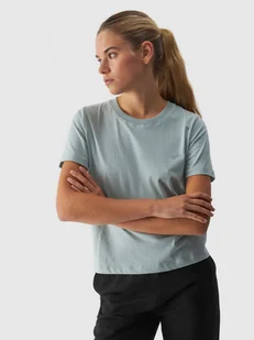 Damski t-shirt basic 4F 4FWAW24TTSHF1650 - turkusowy - Koszulki sportowe damskie - miniaturka - grafika 1
