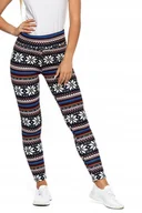 Legginsy - MORAJ Ocieplane legginsy damskie norweski wzór S/M - miniaturka - grafika 1