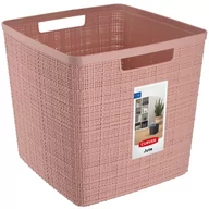 Pojemniki biurowe - Koszyk kwadratowy Curver Jute 17L, pudrowy róż - miniaturka - grafika 1