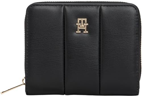 Tommy Hilfiger Damski TH ICON MED ZA Pikowany AW0AW17746 Zamek Wokół Portfel, Czarny (Czarny), Jeden Rozmiar, czarny (czarny), One Size