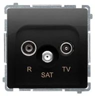 Gniazdka elektryczne - Kontakt Simon Gniazdo RTV-SAT przelotowe BASIC - czarny mat - miniaturka - grafika 1