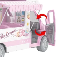 Akcesoria dla lalek - 2 x DUŻA Lodziarnia KAMPER dla Lalek ŚWIATŁO DŹWIĘK WYSUWANA MARKIZA MATADI - miniaturka - grafika 1