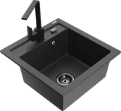 Zlewozmywaki z baterią - Mexen Vito zlewozmywak granitowy 1-komorowy z baterią kuchenną Rita, czarny nakrapiany - 6503-76-670300-70-B - miniaturka - grafika 1