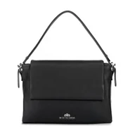 Torebki damskie - Damska listonoszka trójkomorowa ze skóry czarna - miniaturka - grafika 1