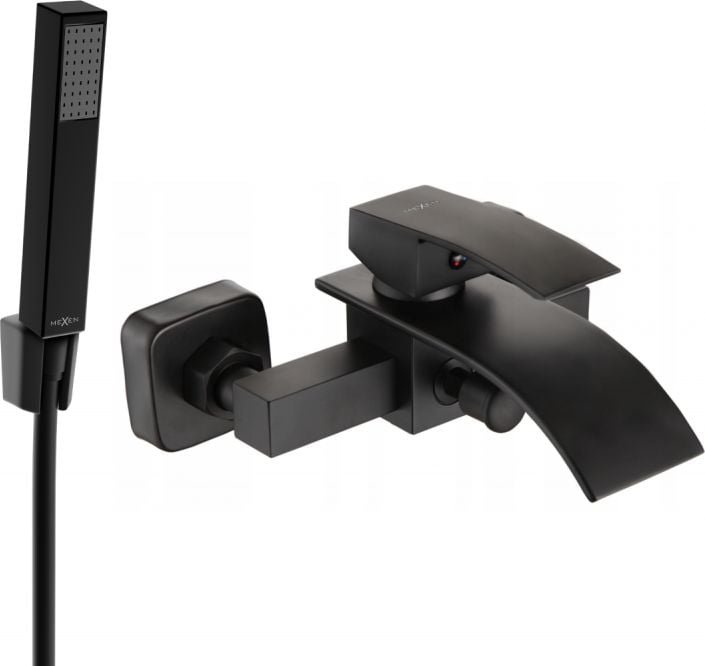 Mexen Aries R77 bateria wannowa z zestawem prysznicowym, czarna - 74483R77-70