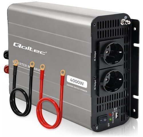 UPS Qoltec Qoltec Przetwornica napięcia MS Wave 12V na 230V 2000/4000W USB Kompatybilna z LiFePO4 GEL AGM 52684