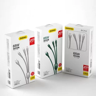 Dudao 3w1 kabel USB - Lightning / microUSB/ USB Typ C 65W 1,2m szary (L20X) - Kable USB - miniaturka - grafika 4