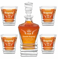 Karafki - Karafka geometric z 4 szklankami i grawerem dla konesera whisky - miniaturka - grafika 1