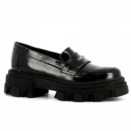 Mokasyny damskie - Czarne mokasyny na platformie CARINII - Carinii - miniaturka - grafika 1