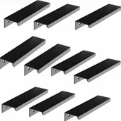 Zawiasy, okucia i inne akcesoria - Zestaw 10 czarnych uchwytów - Czarne uchwyty meblowe - Czarne uchwyty do szafek kuchennych - Uchwyty aluminiowe - Rozstaw otworów 96 mm - miniaturka - grafika 1