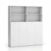 Szafy biurowe - B2B Partner Szafa biurowa podwójna SEGMENT 2-drzwiowa, zamykana, 8 półek, biała 611643 - miniaturka - grafika 1