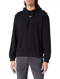 HUGO Męska bluza z kapturem Dapo Relaxed-Fit z bawełny z kontrastowym logo, czarny (Black1), XXL - Bluzy męskie - miniaturka - grafika 1