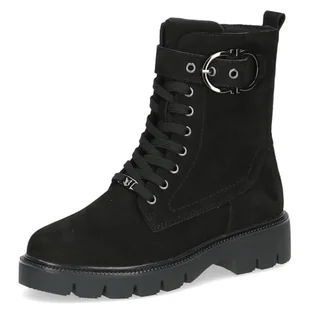 CAPRICE Damskie sztyblety Lace Boot Flat 9-25211-43, Black nubuc, 39 EU - Botki damskie - miniaturka - grafika 1