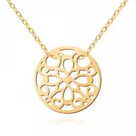 Naszyjniki - Murrano Srebrny Naszyjnik Złocony 925 Ażurowe Kółeczko Celebrytka Grawer YN-067 - miniaturka - grafika 1