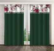 Zasłony - Zasłona Gotowa Na Żabki, 160X250, Zielona W Kwiaty, Zmk-009 - miniaturka - grafika 1