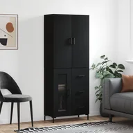 Witryny - vidaXL Witrynka, czarna, 69,5x34x180 cm, materiał drewnopochodny - miniaturka - grafika 1