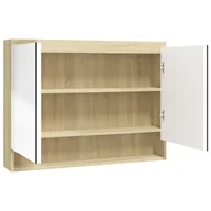 Toaletki - vidaXL Lumarko Szafka łazienkowa z lustrem, 80x15x60 cm, MDF, biel i dąb 331537 - miniaturka - grafika 1